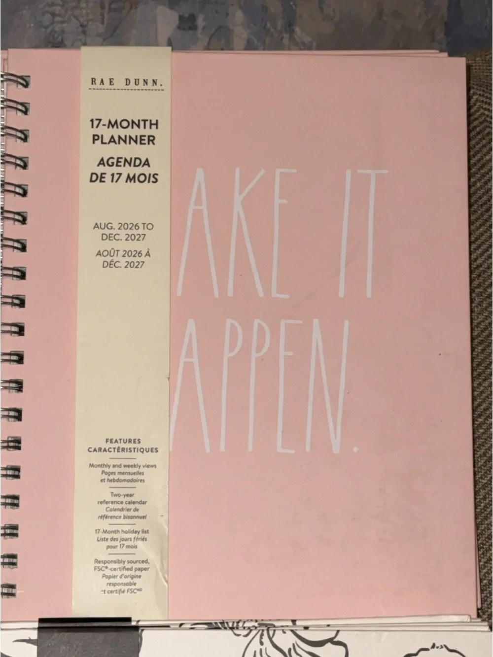 NWT Rae Dunn 2027 Hardback 17 Month Planner Calendar HTF Monthly Weekly Views